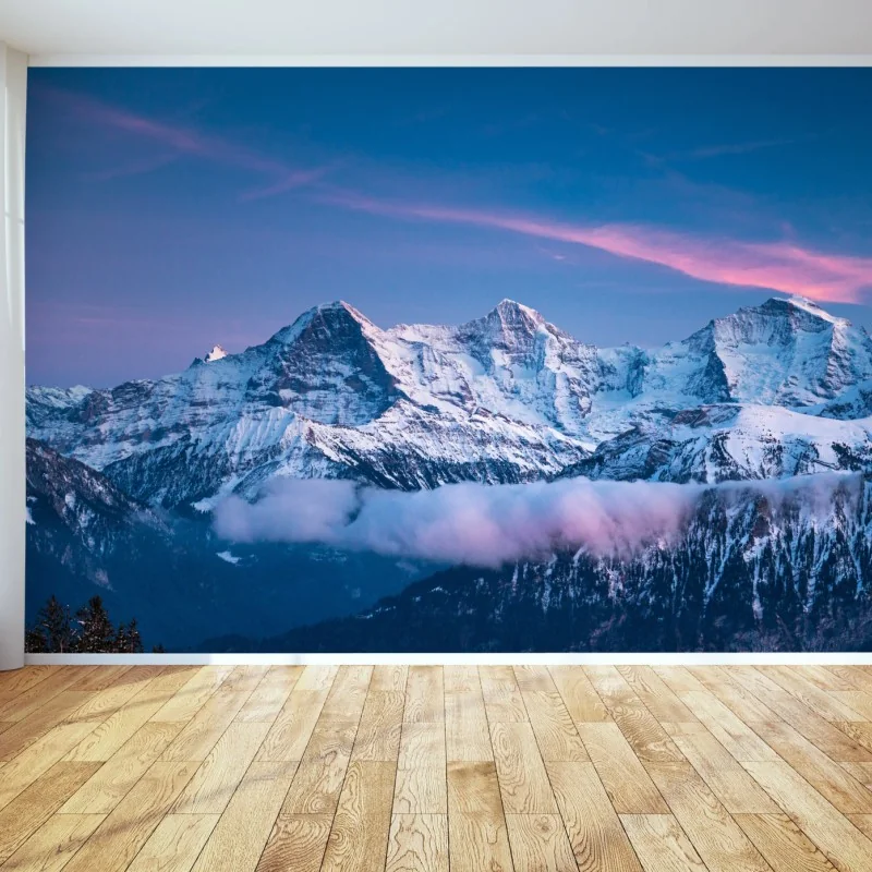 Fotomural panorama invernal de Eiger, Mönch y Jungfrau