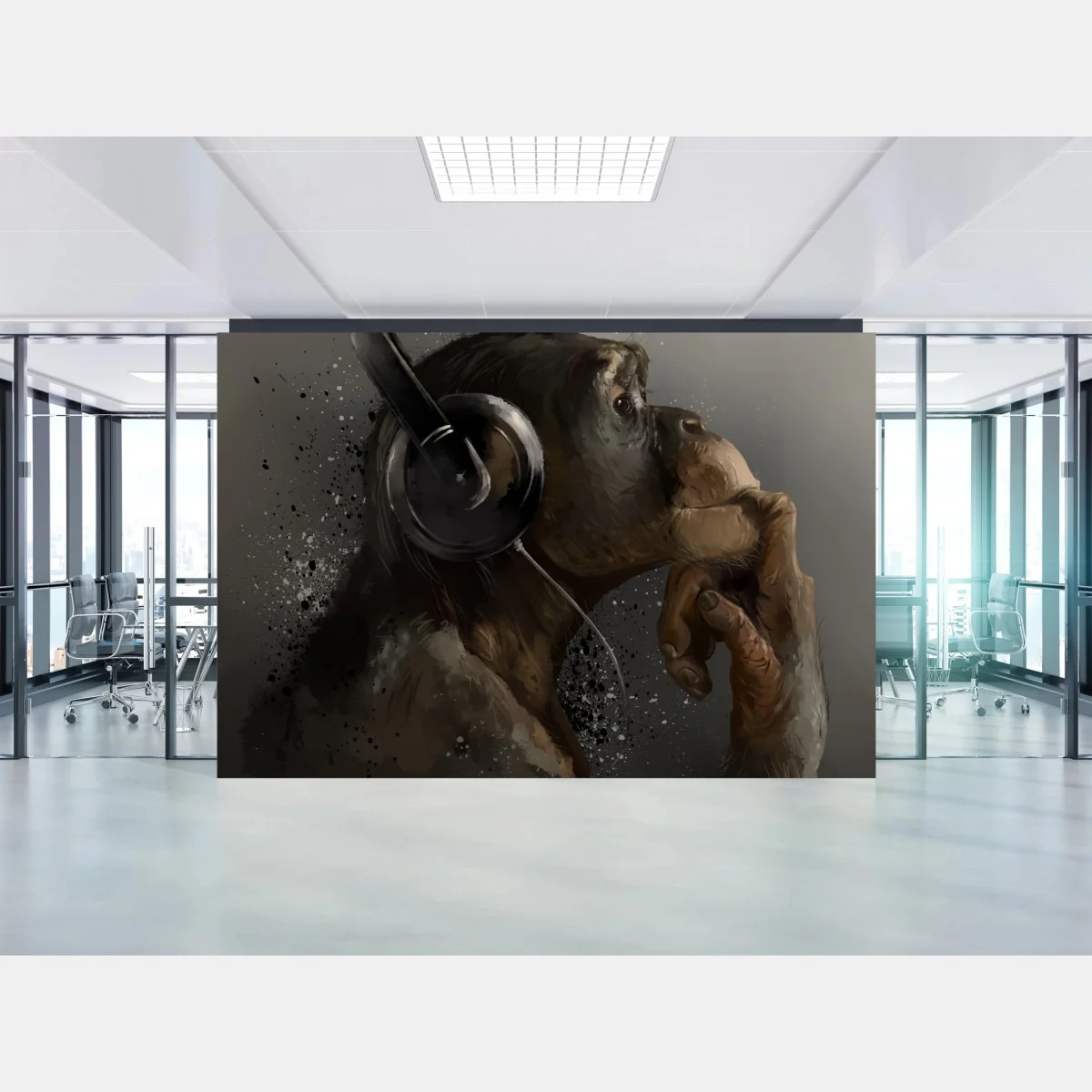 Fotomural chimpancé pensante con auriculares – Pixers® Fotomural chimpancé pensante con auriculares – Pixers®