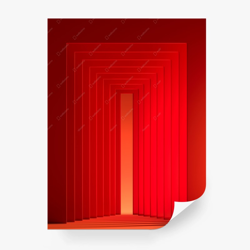 Fotomural portal geométrico en rojo intenso