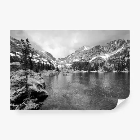 Fotomural serenidad montañosa en blanco y negro – Pixers®