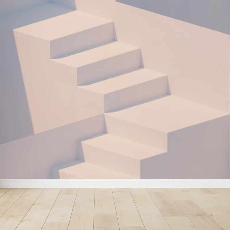 Fotomural escaleras geométricas en tonos suaves
