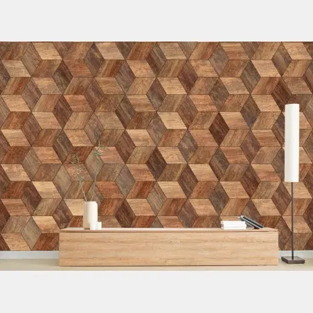 Fotomural parquet geométrico hexagonal en tonos cálidos – Pixers®