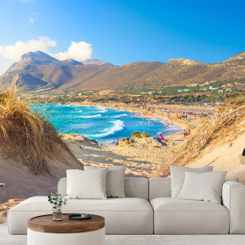 Fotomural panorama costero de playa y dunas