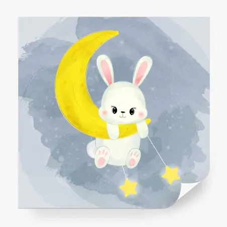 Fotomural conejito en la luna estilo acuarela – Pixers®