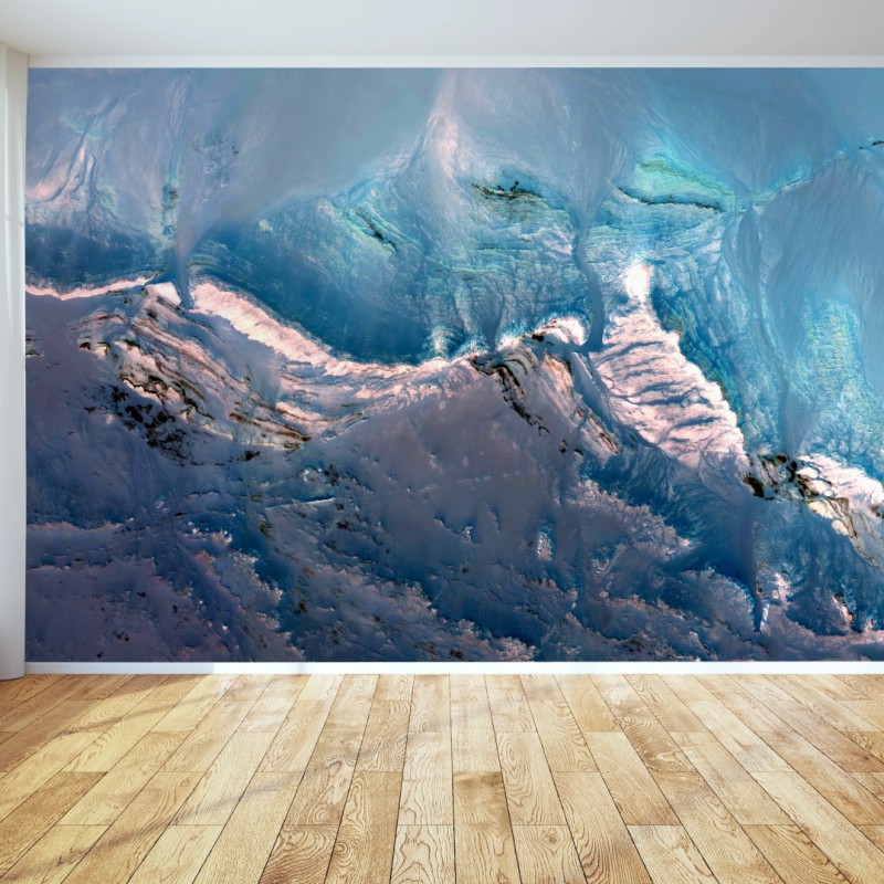 Fotomural paisaje glacial abstracto en tonos turquesa