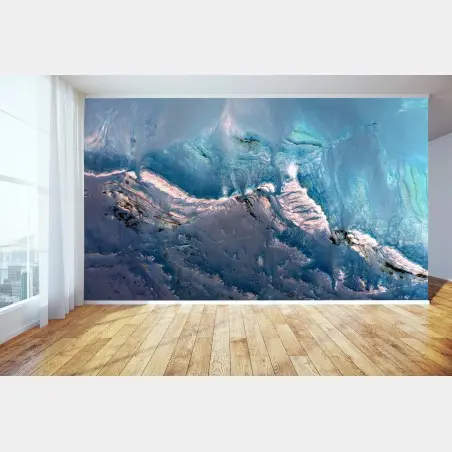 Fotomural paisaje glacial abstracto en tonos turquesa – Pixers®