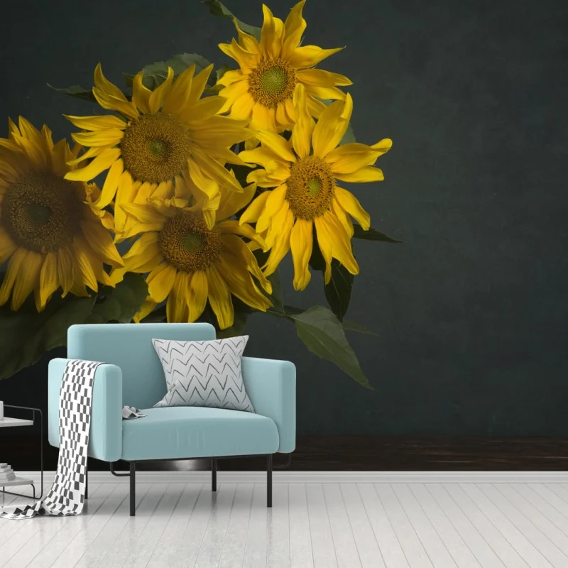 Fotomural ramo de girasoles en jarra clásica