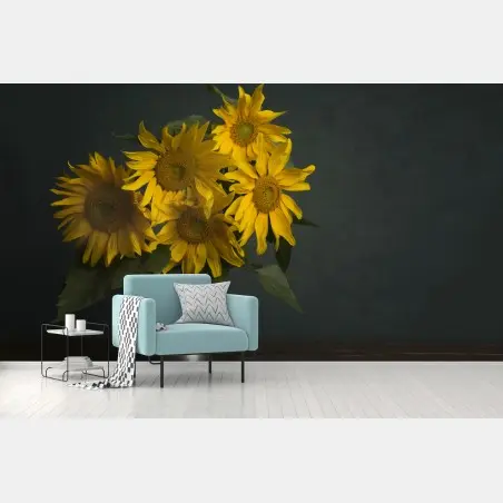 Fotomural ramo de girasoles en jarra clásica – Pixers®