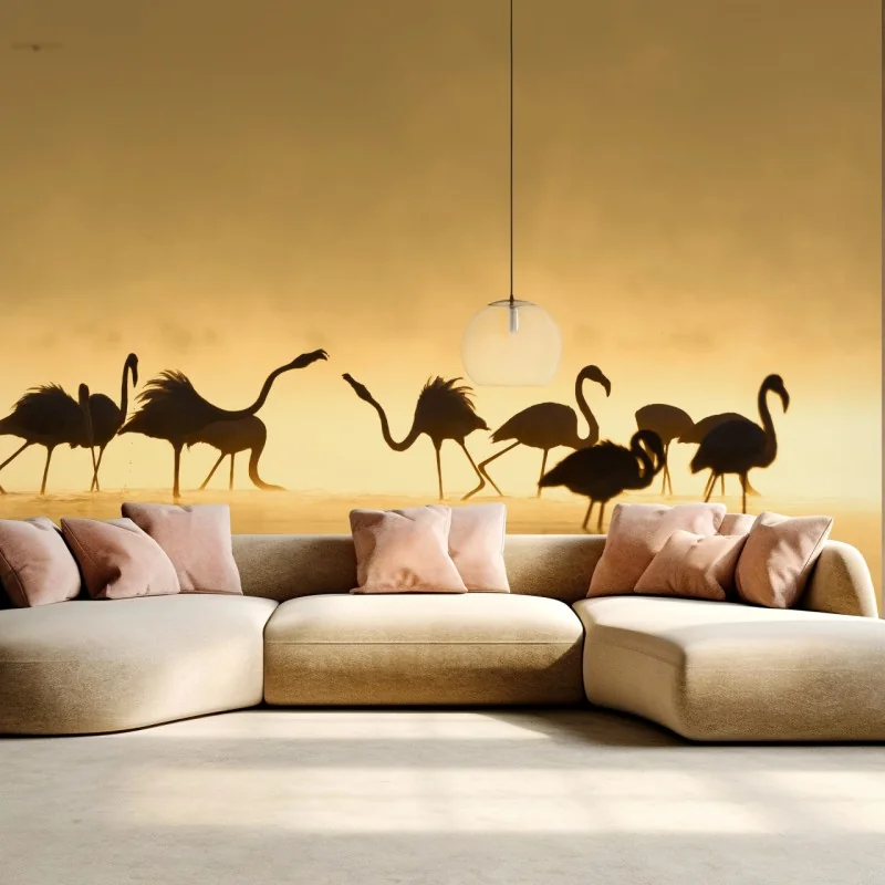 Fotomural familia de flamencos al amanecer