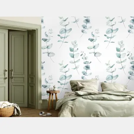 Fotomural patrón de eucalipto en acuarela para decoración – Pixers®