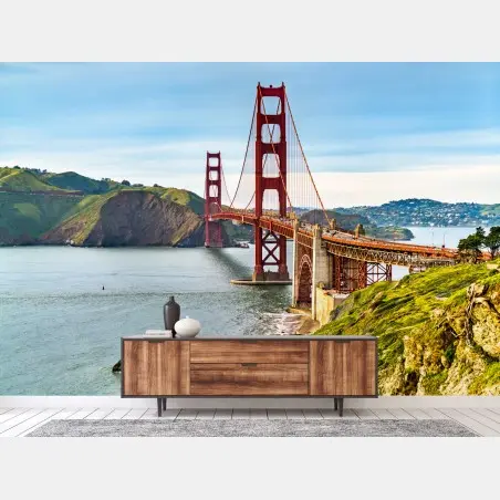 Fotomural impactante panorámica del puente Golden Gate en San Francisco – Pixers®
