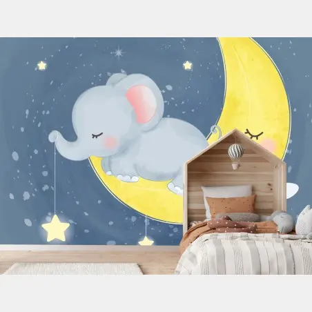 Fotomural elefante durmiendo en la luna – Pixers®