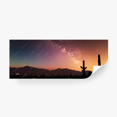 Fotomural cielo estrellado sobre desierto y ciudad – Pixers®