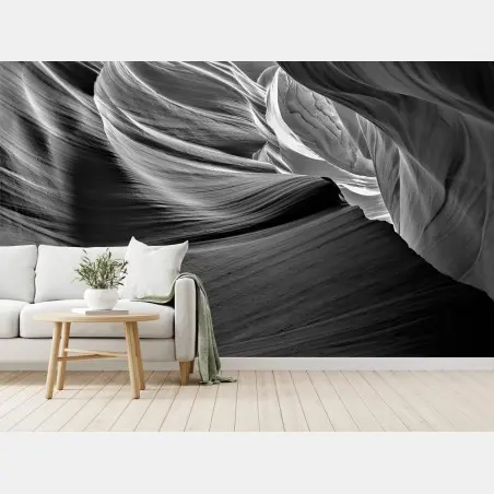 Fotomural ondas de roca en blanco y negro – Pixers®