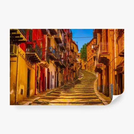 Fotomural calle empinada de colores – Pixers®
