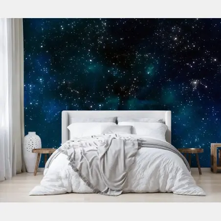 Fotomural cielo estrellado con nebulosas azules – Pixers®