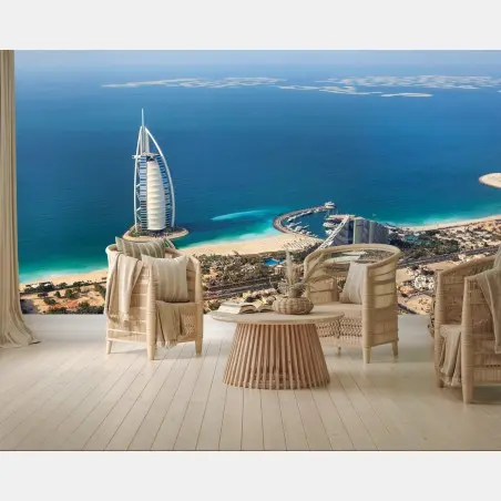Fotomural vista aérea de Dubai y su costa turquesa – Pixers®