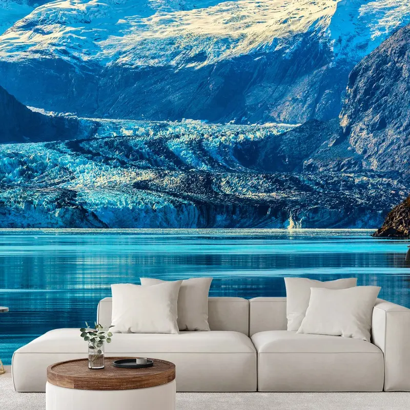 Fotomural paisaje glacial sereno en tonos azules