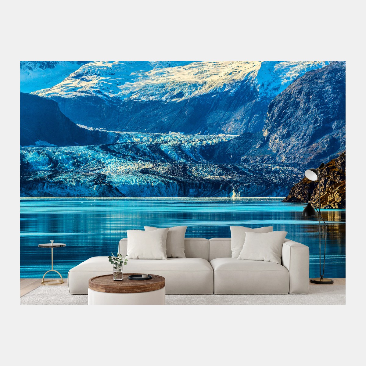Fotomural paisaje glacial sereno en tonos azules – Pixers®