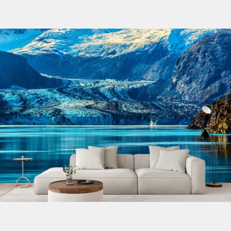 Fotomural paisaje glacial sereno en tonos azules – Pixers®