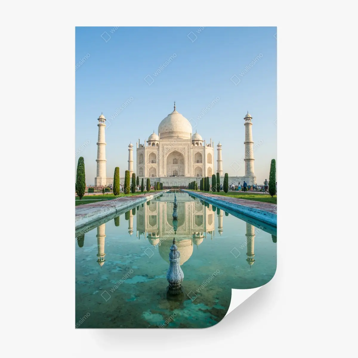 Fotomural reflejo sereno del Taj Mahal al amanecer – Pixers®