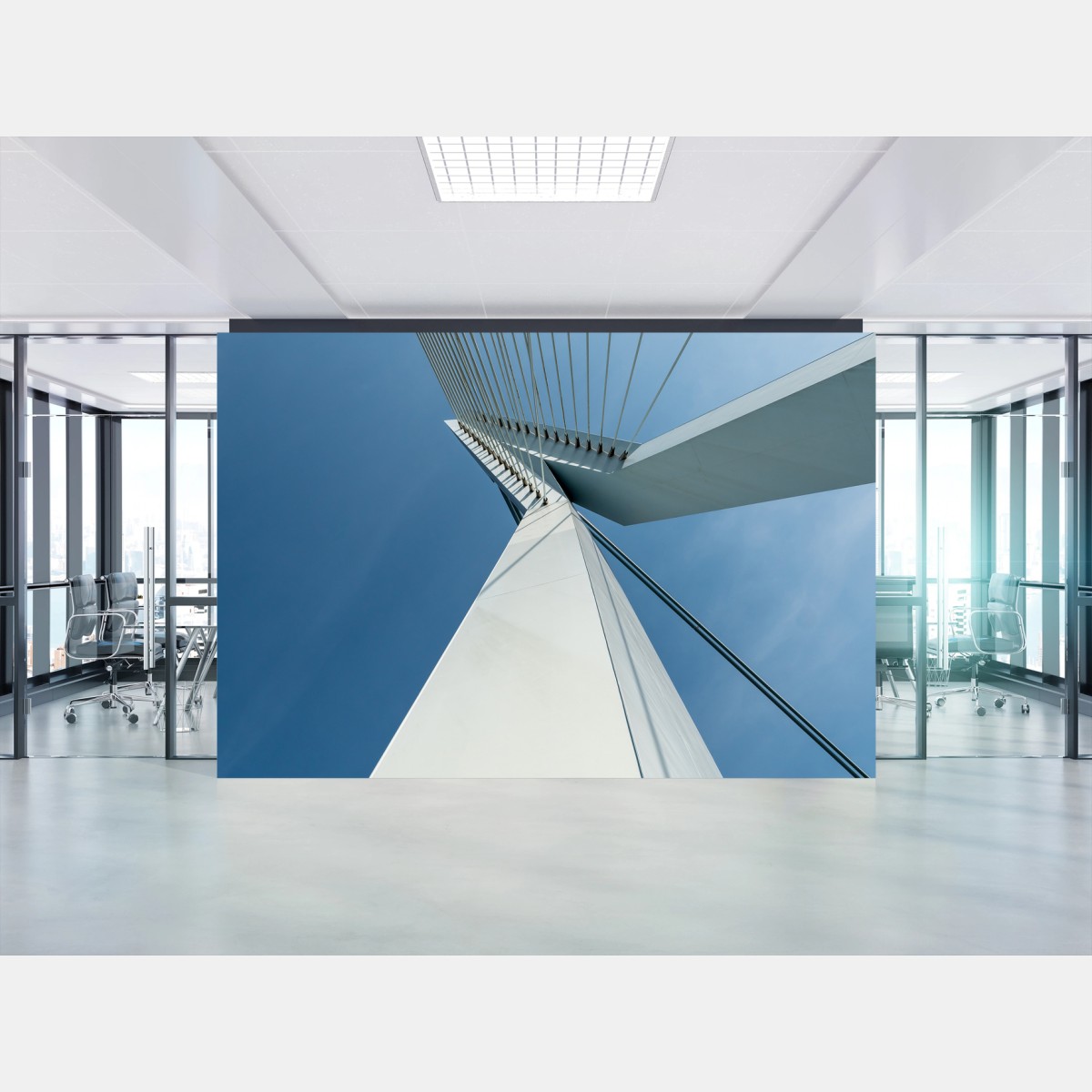 Fotomural líneas arquitectónicas del puente sobre cielo azul – Pixers®