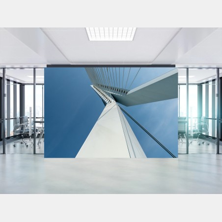 Fotomural líneas arquitectónicas del puente sobre cielo azul – Pixers®