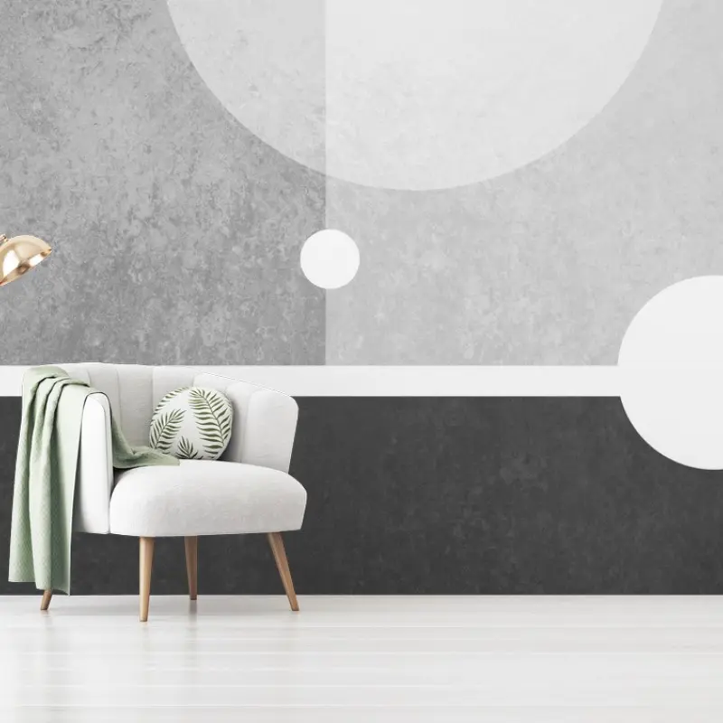 Fotomural arte geométrico minimalista en escala de grises