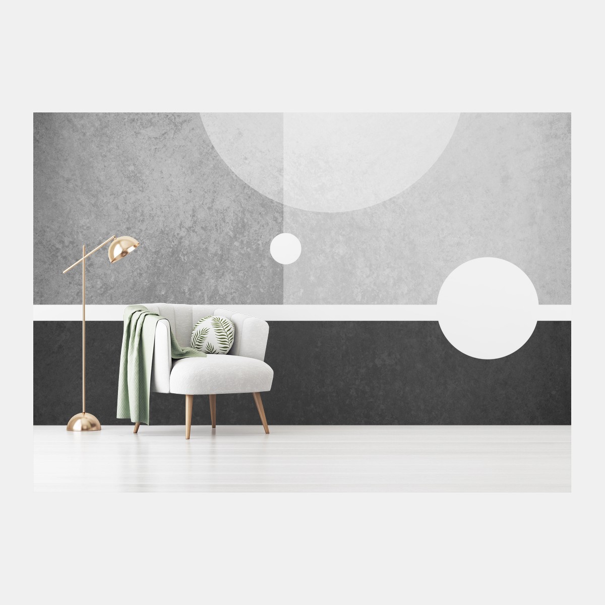 Fotomural arte geométrico minimalista en escala de grises – Pixers®