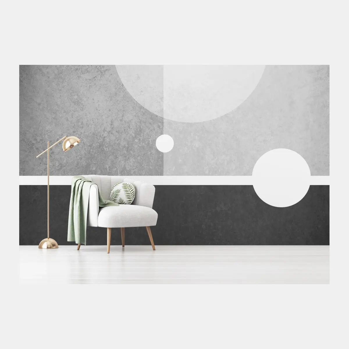 Fotomural arte geométrico minimalista en escala de grises – Pixers®