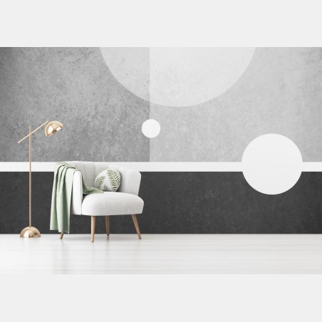 Fotomural arte geométrico minimalista en escala de grises – Pixers®