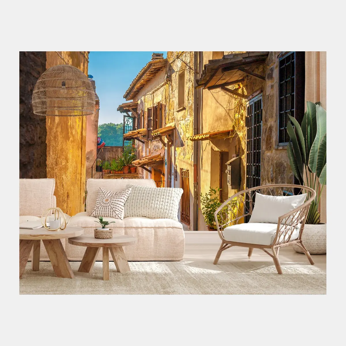 Fotomural callejón en la Toscana al atardecer – Pixers®