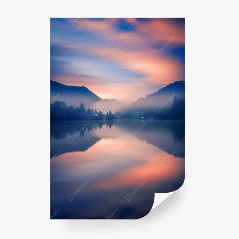 Fotomural amanecer brumoso en el lago
