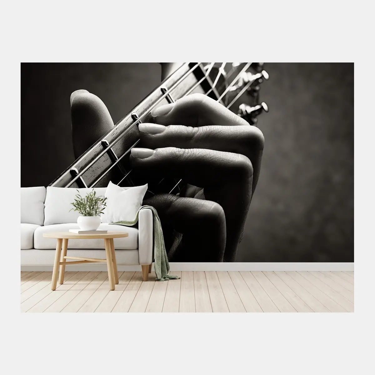 Fotomural melodía en las cuerdas: detalle de mano guitarrista – Pixers®