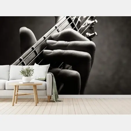 Fotomural melodía en las cuerdas: detalle de mano guitarrista – Pixers®