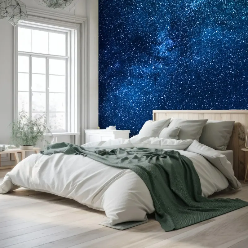 Fotomural cielo estrellado y vía láctea en tonos azules