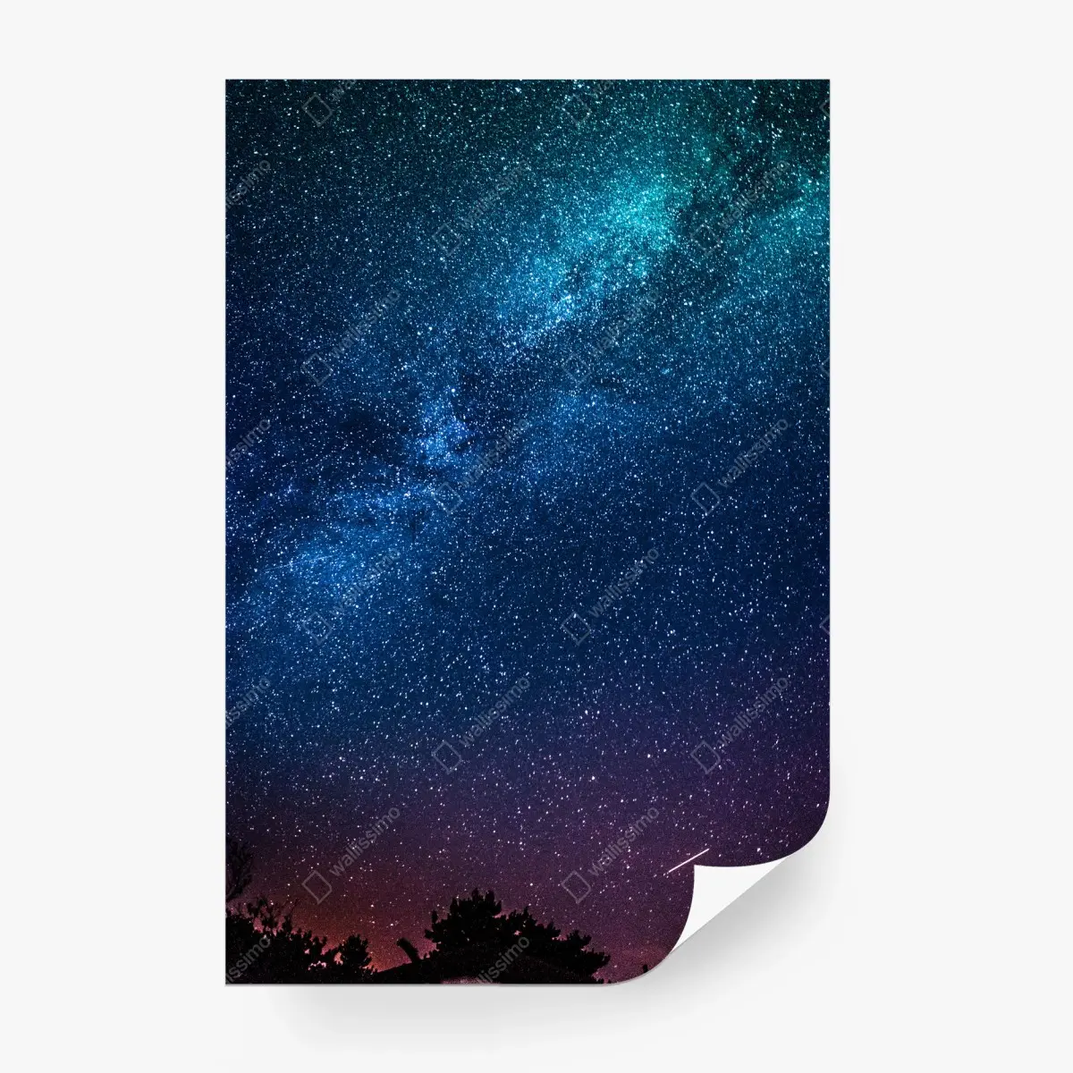 Fotomural cielo estrellado y vía láctea en tonos azules – Pixers®