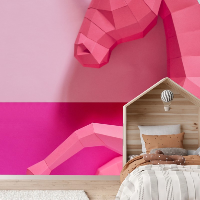 Fotomural unicornio geométrico rosa sobre fondo bicolor – Pixers® Fotomural unicornio geométrico rosa sobre fondo bicolor – Pixers®