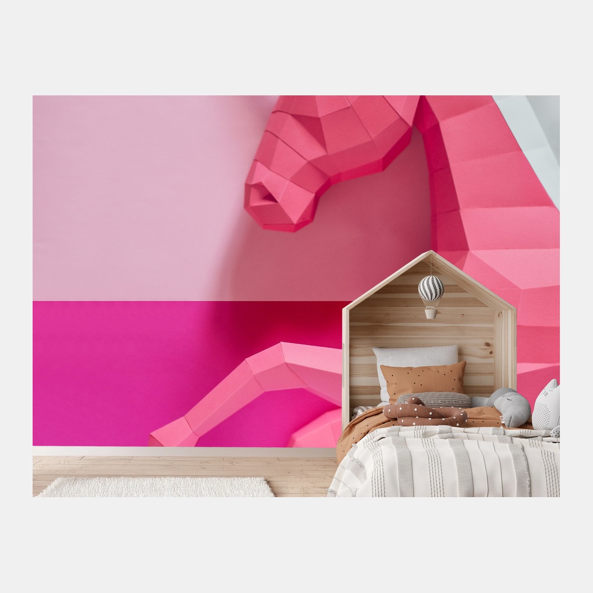 Fotomural unicornio geométrico rosa sobre fondo bicolor – Pixers® Fotomural unicornio geométrico rosa sobre fondo bicolor – Pixers®
