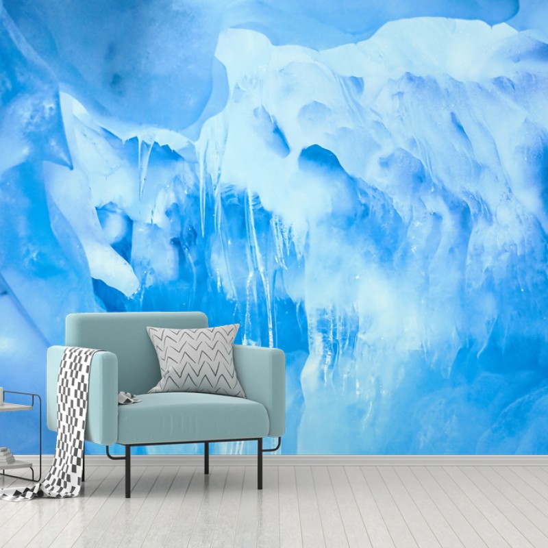 Fotomural cueva de hielo azul iluminada – Pixers®