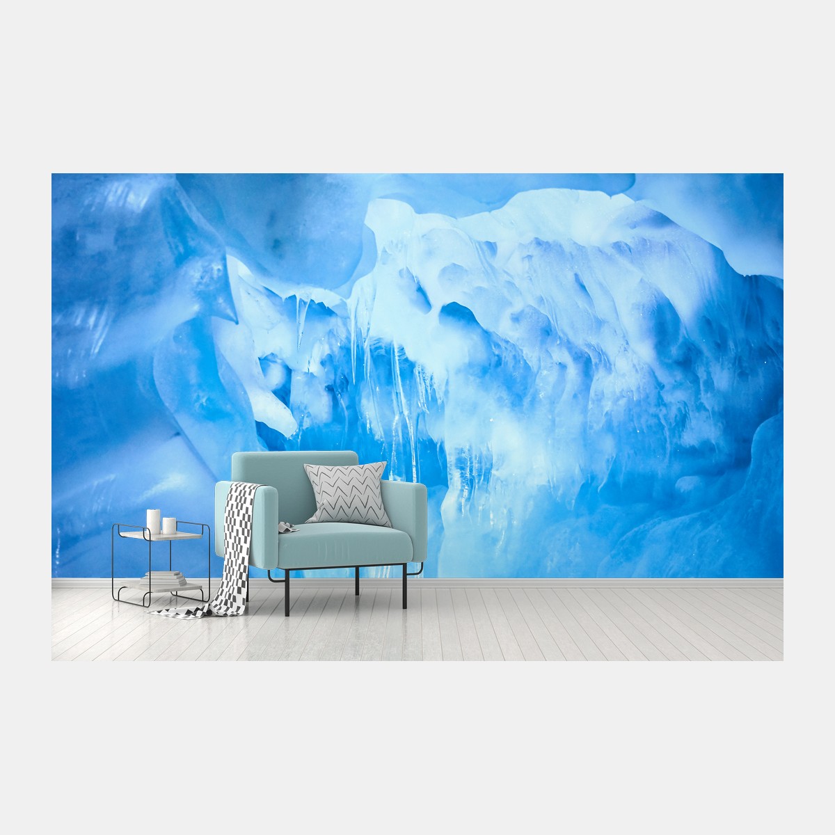 Fotomural cueva de hielo azul iluminada – Pixers®