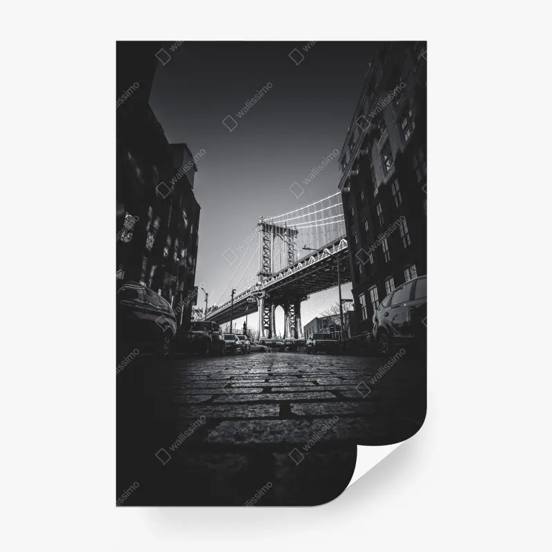 Fotomural vista icónica del puente de Manhattan en blanco y negro