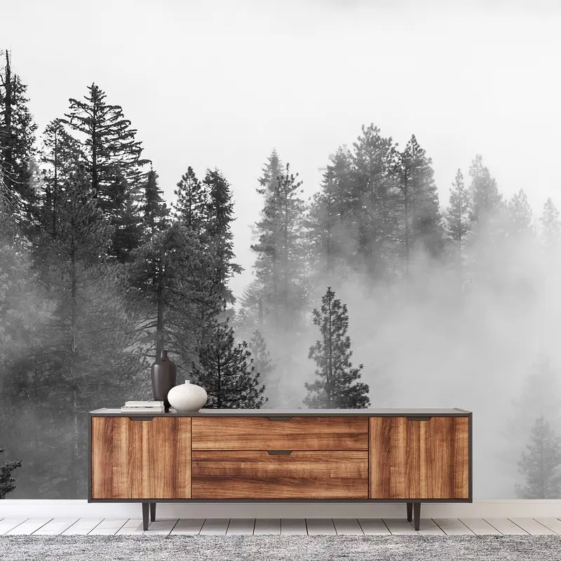 Fotomural niebla entre secuoyas en Giant Forest, Sierra Nevada
