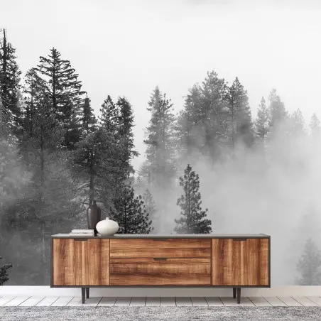 Fotomural niebla entre secuoyas en Giant Forest, Sierra Nevada
