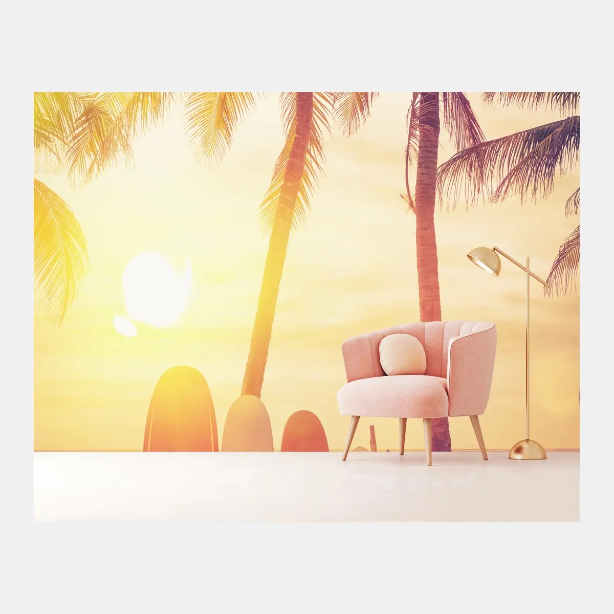 Fotomural atardecer tropical con tablas de surf – Pixers®