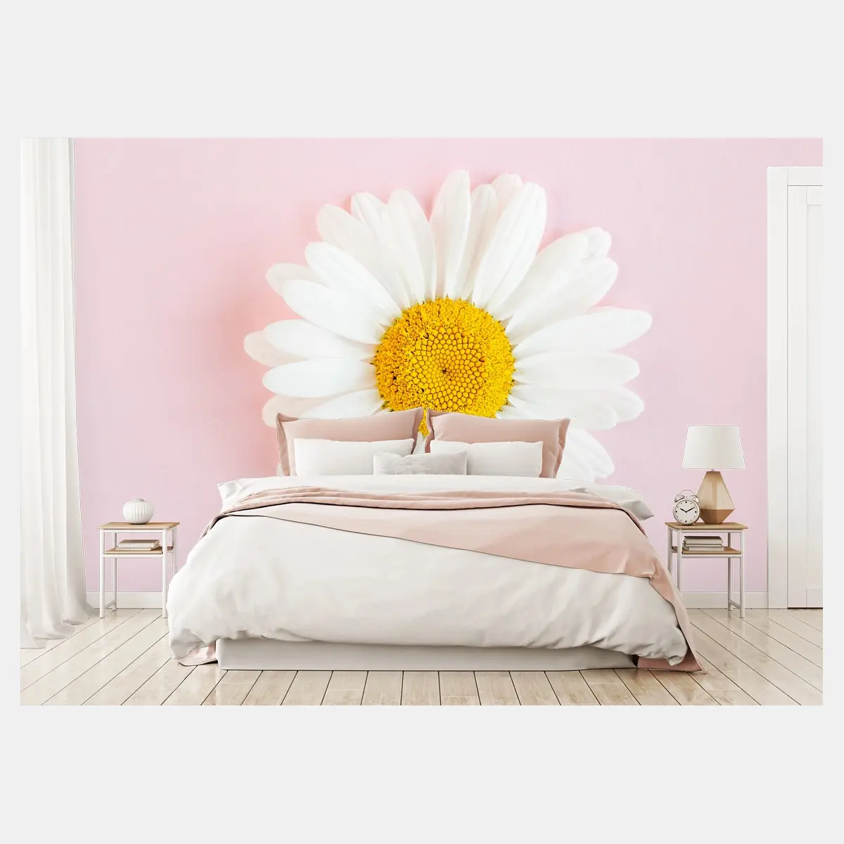 Fotomural margarita sobre fondo rosa minimalista – Pixers®