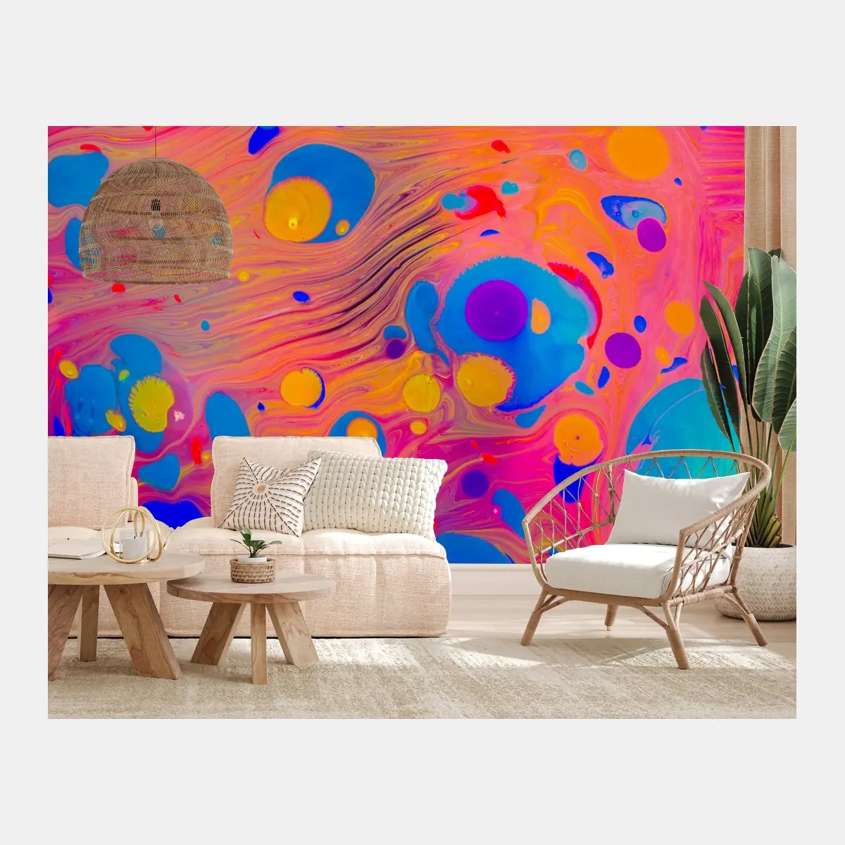 Fotomural arte de marmoleado otomano en colores brillantes – Pixers®