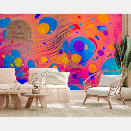 Fotomural arte de marmoleado otomano en colores brillantes – Pixers®
