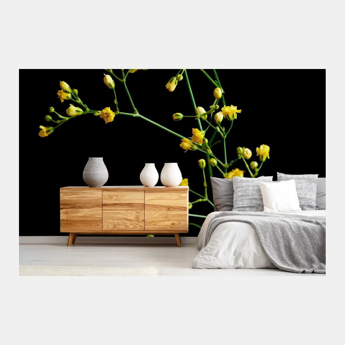 Fotomural paniculata amarilla sobre fondo negro – Pixers®