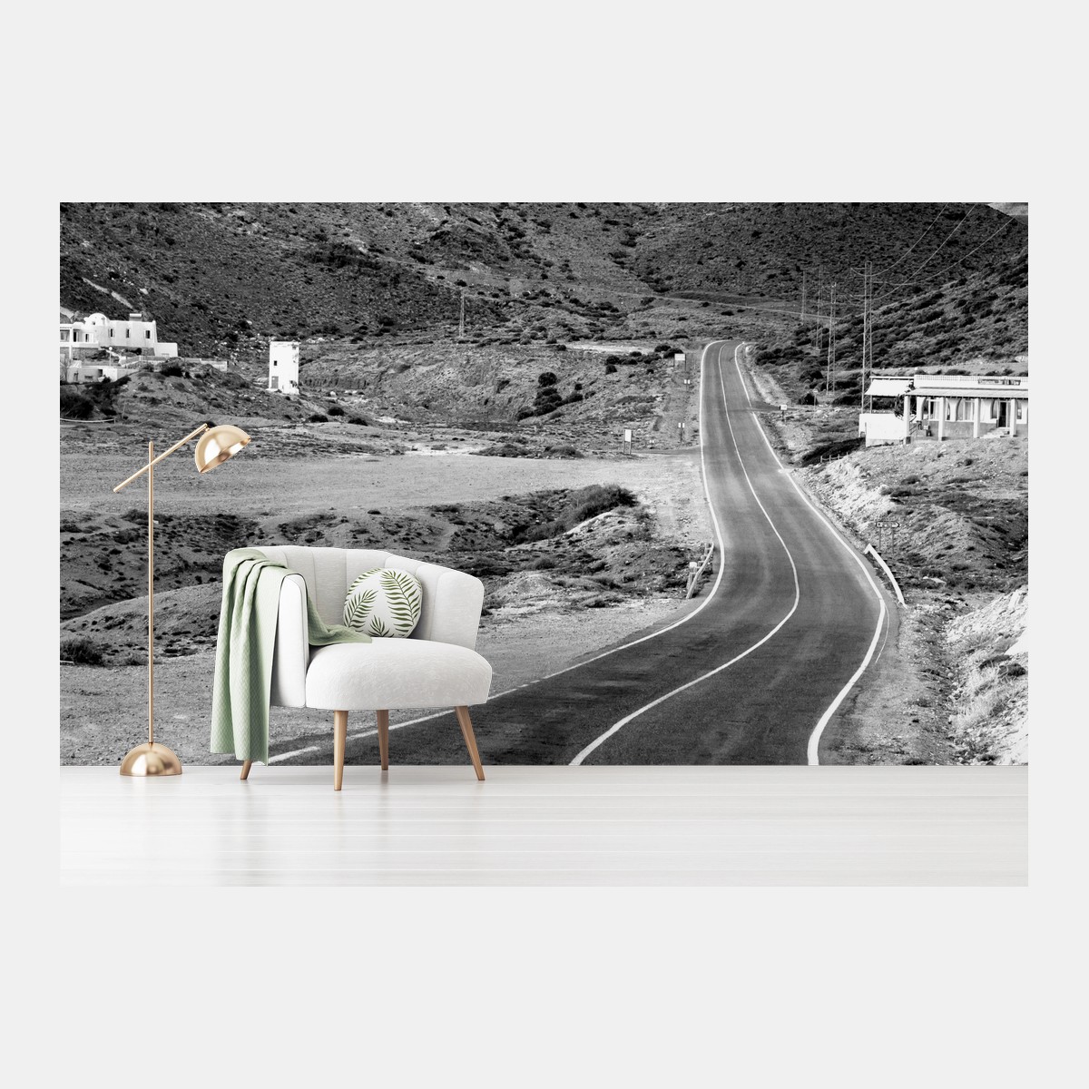 Fotomural carretera sinuosa hacia las montañas – Pixers®